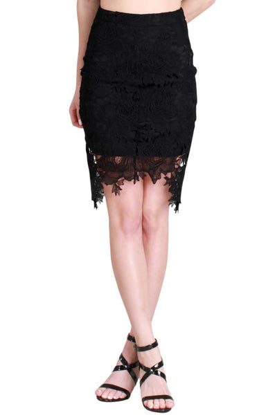 Sophia Crochet Pencil Skirt In Black