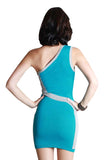 The Sky Is Not The Limit One-shoulder Mini Dress In Turquoise
