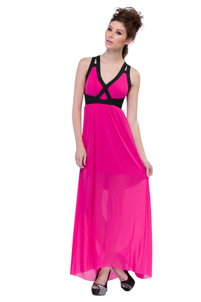 Gabbie Sleeveless Maxi Sheer Dress In Pink