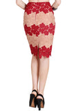Low Key Floral Crochet Pencil Skirt In Beige