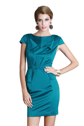 Grace Satin Origami Dress In Emerald