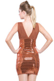 Nicki Mini Dress -  Sequin V-Neck Dress In Bronze